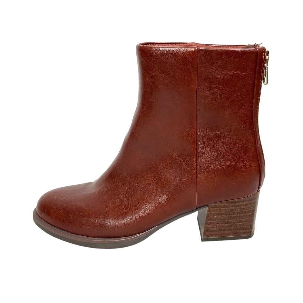 Baretraps Bessie Womens Brown Round Toe Block Heel Back Zip Dress Ankle Bootie 6